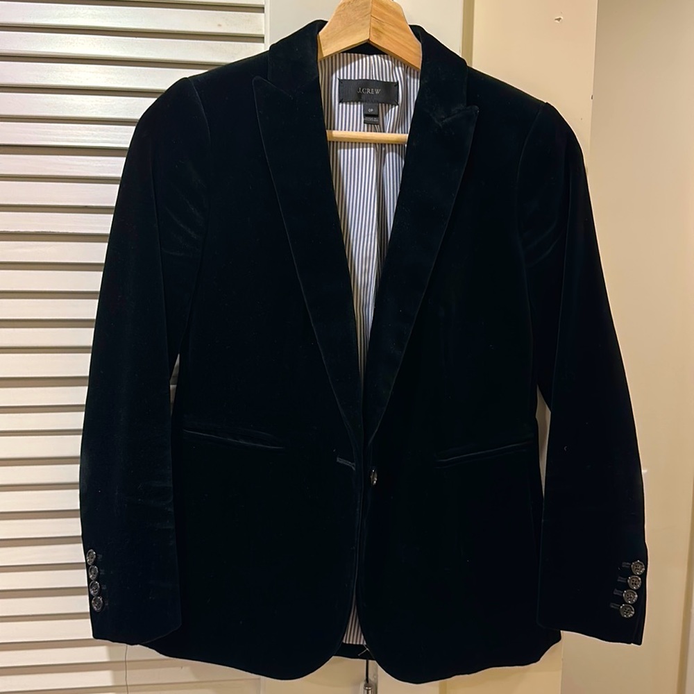 J. Crew Black Velvet Blazer. Size 0P